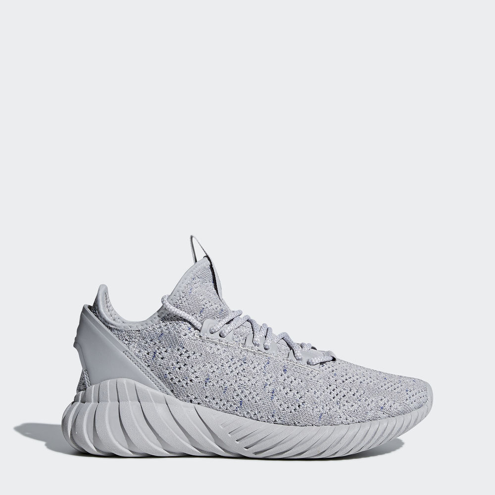 Adidas Tubular Doom Sock Primeknit - Originals ανδρικα - Γκρι/Ασπρα/Μπλε,Μέγεθος: EU 36 – 54 2/3 (50